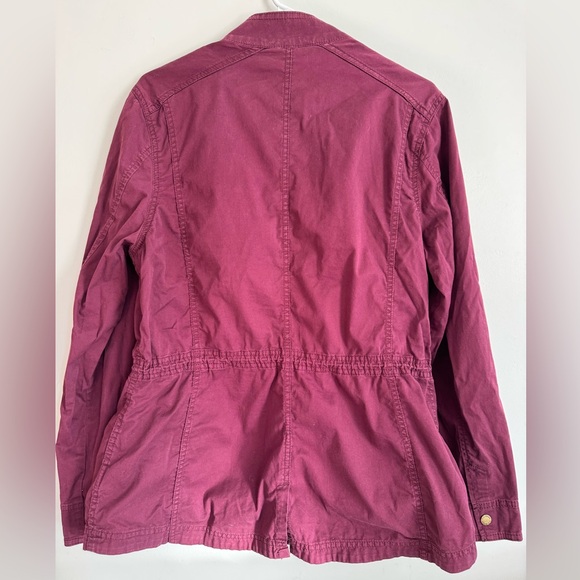 LL Bean Womens Classic Utility Field Jacket Purple Medium Zip & Snap Size Large - Picture 4 of 4